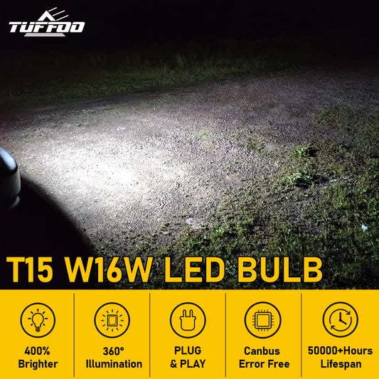 TUFFOO 2PCS T15 W16W T16 LED Bulb For Car Reverse Light/Backup Light 6000K White