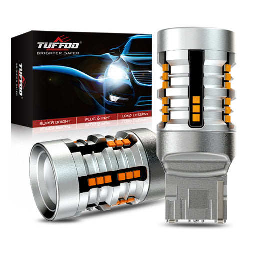 TUFFOO No HyperFlash LED Turn Signal Bulb T20 1156 BAU15S PY21W 7440 WY21W P21W BA15S Canbus Error Free Amber Yellow 2Pcs
