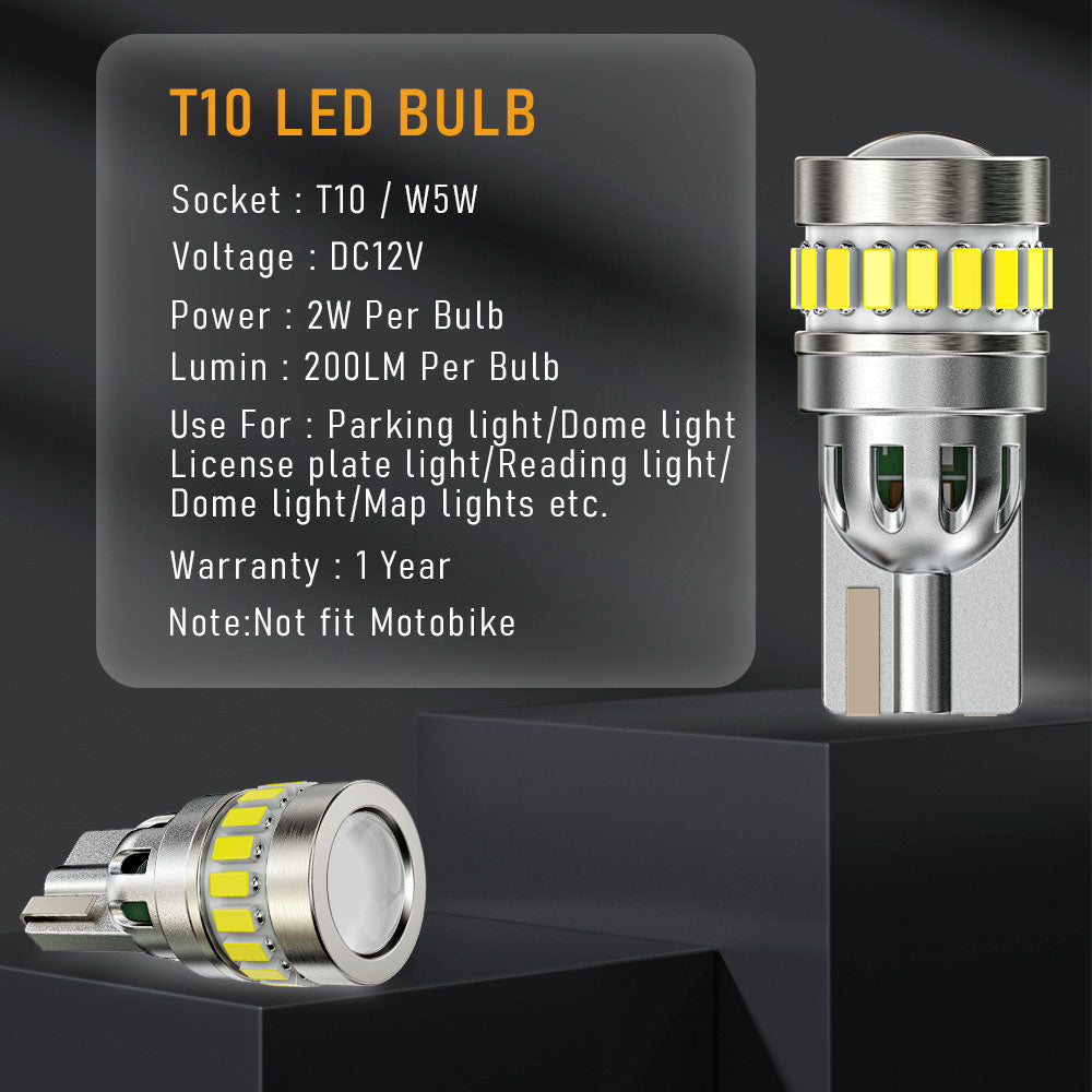 TUFFOO LED Car Bulbs W5W T10 12V Lemon Yellow Light