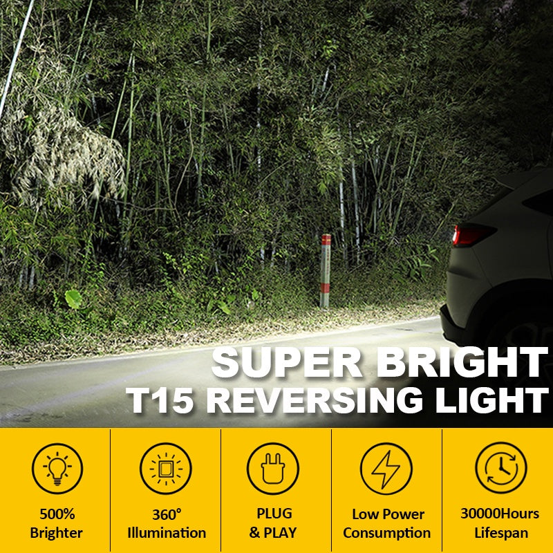 TUFFOO Super Bright T15 T16 W16W LED Bulb For Car Backup Light/Reverse Light Canbus Error Free 6000K - White (12V/2 Pcs)
