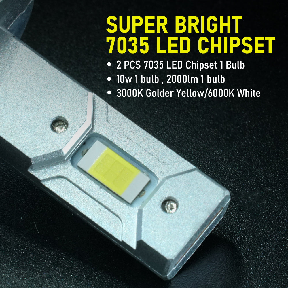 TUFFOO H3 LED Fog Light Bulb For Car/Truck 6000K/3000K Lime Green/White/Golden Yellow 12V/24V 2Pcs