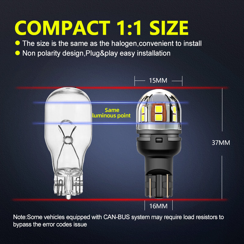 TUFFOO T15 W16W T16 LED Bulb For Car Reverse Light / Backup Light 6000K - White (2 Pcs)