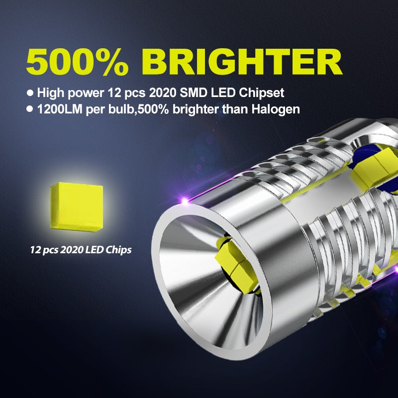 TUFFOO Super Bright T15 T16 W16W LED Bulb For Car Backup Light/Reverse Light Canbus Error Free 6000K - White (12V/2 Pcs)