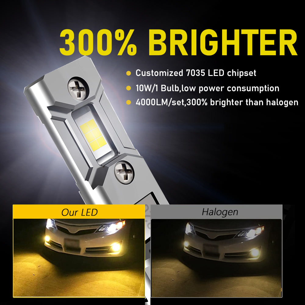 TUFFOO H3 LED Fog Light Bulb For Car/Truck 6000K/3000K Lime Green/White/Golden Yellow 12V/24V 2Pcs