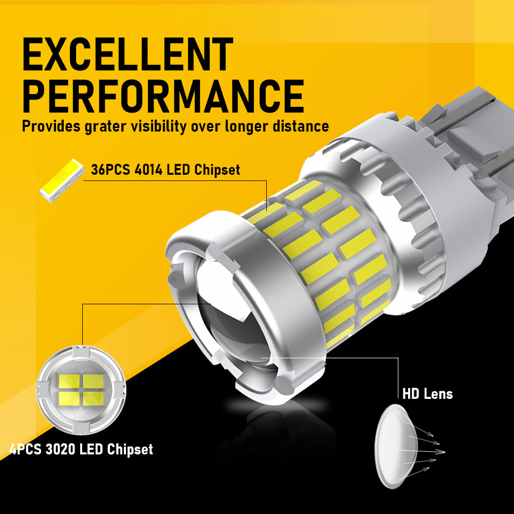 TUFFOO 2PCS 7443 7440 T20 W21W LED Bulb For Car Reverse Light Backup Signal Light - 6000K White DC12V