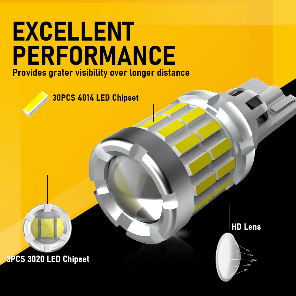 TUFFOO 2PCS T15 W16W T16 LED Bulb For Car Reverse Light/Backup Light 6000K White