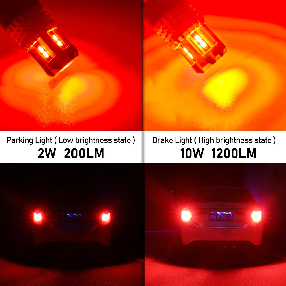 TUFFOO 1Pair 1157 Car LED Tail Light Brake Light P21/5W BAY15D Stop Light Red DC 12V