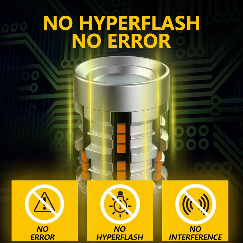 TUFFOO No HyperFlash LED Turn Signal Bulb T20 1156 BAU15S PY21W 7440 WY21W P21W BA15S Canbus Error Free Amber Yellow 2Pcs