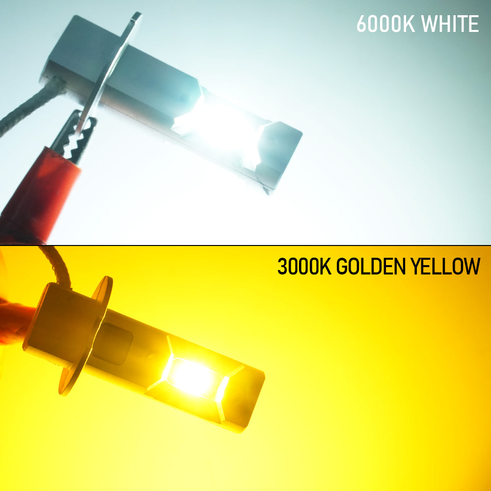 TUFFOO H3 LED Fog Light Bulb For Car/Truck 6000K/3000K Lime Green/White/Golden Yellow 12V/24V 2Pcs