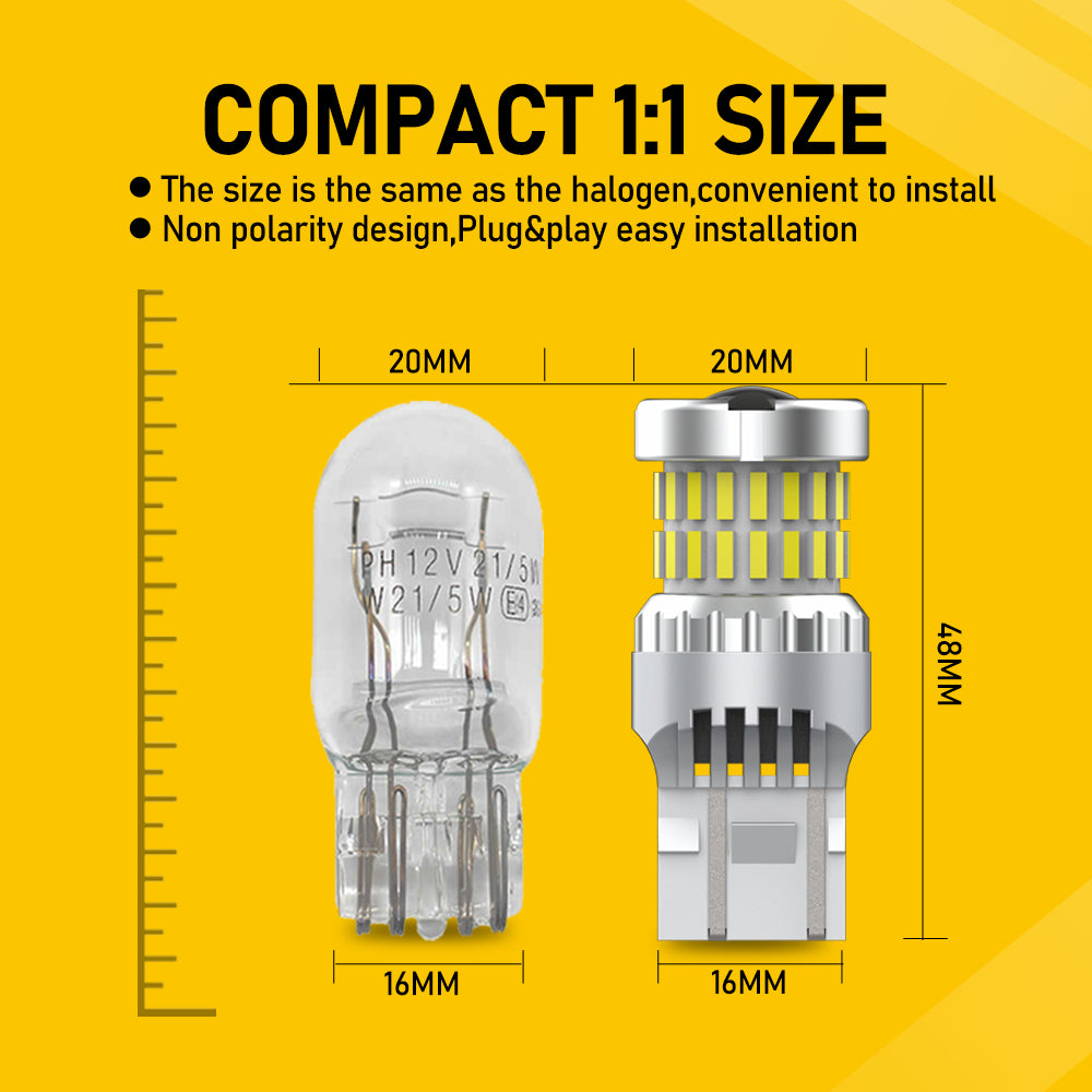 TUFFOO 2PCS 7443 7440 T20 W21W LED Bulb For Car Reverse Light Backup Signal Light - 6000K White DC12V