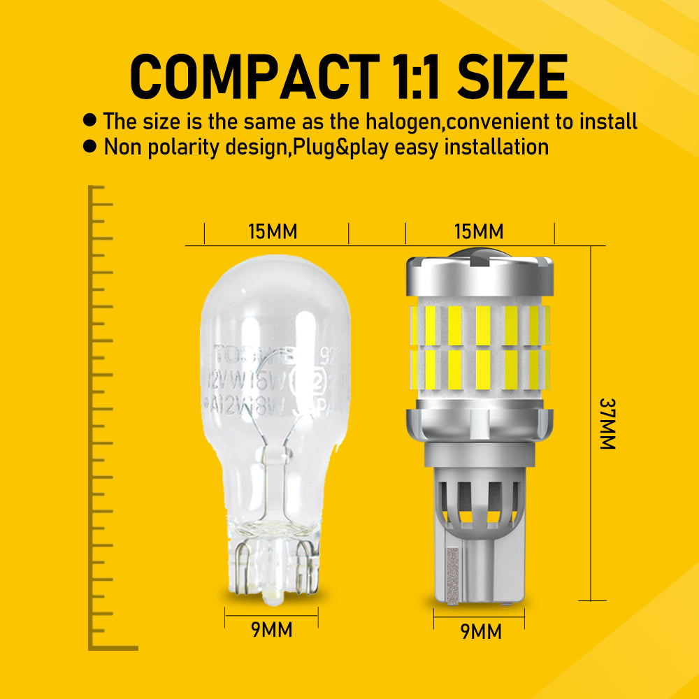 TUFFOO 2PCS T15 W16W T16 LED Bulb For Car Reverse Light/Backup Light 6000K White