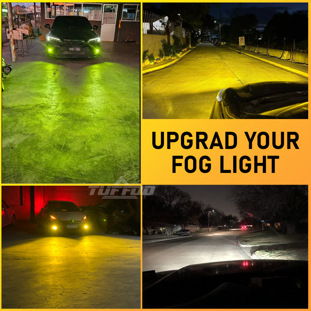 TUFFOO LED Fog Light Bulb H11/9006/HB4/H8/H16/9005/H10 Canbus White/Golden Yellow/Lime Green/Warm White 12V