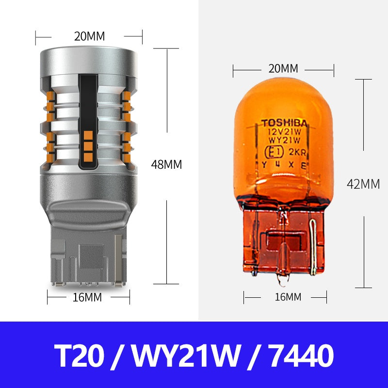 TUFFOO No HyperFlash LED Turn Signal Bulb T20 1156 BAU15S PY21W 7440 WY21W P21W BA15S Canbus Error Free Amber Yellow 2Pcs