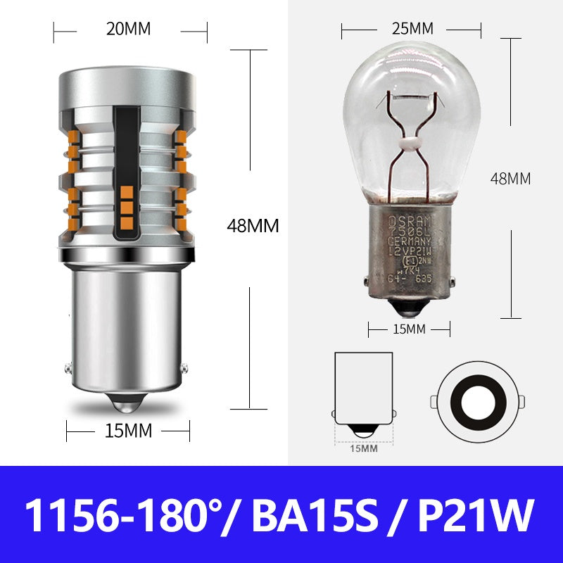 TUFFOO No HyperFlash LED Turn Signal Bulb T20 1156 BAU15S PY21W 7440 WY21W P21W BA15S Canbus Error Free Amber Yellow 2Pcs